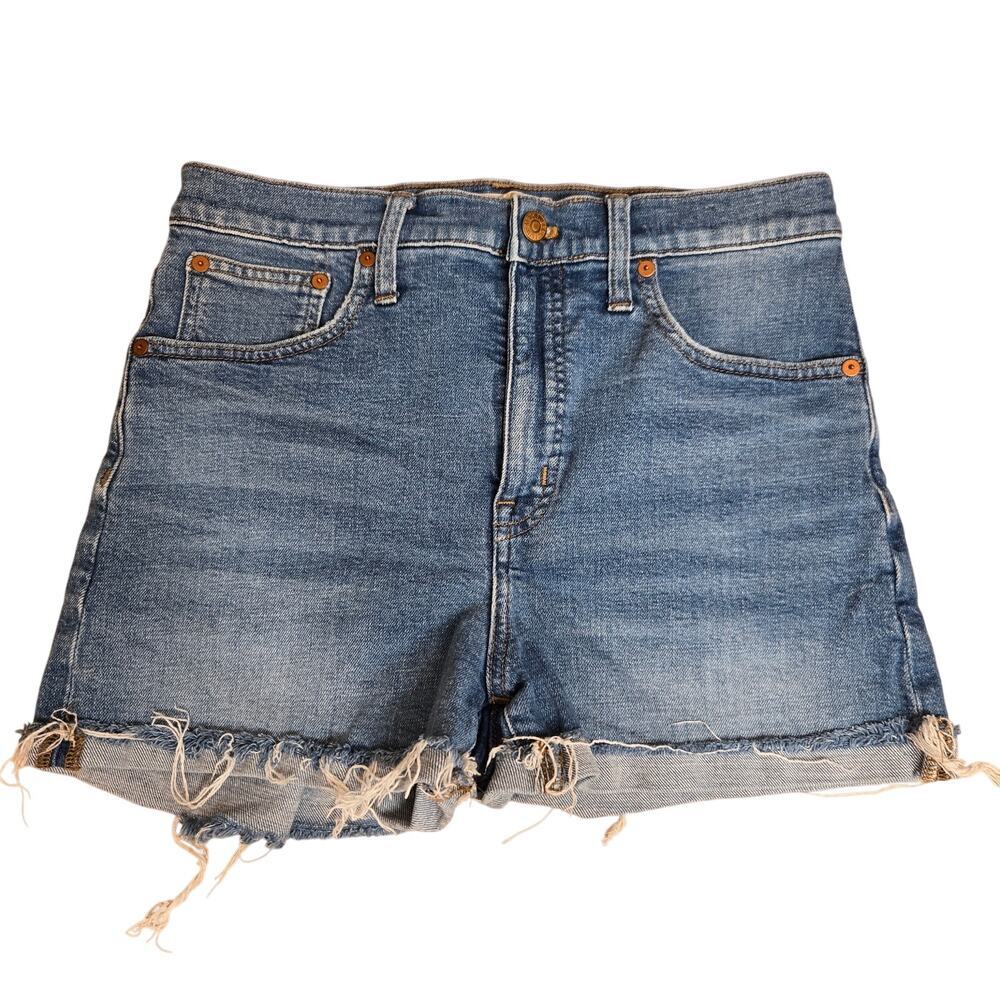 Madewell High Rise Denim Shorts Jean Shorts 28 Blue Raw Hem
